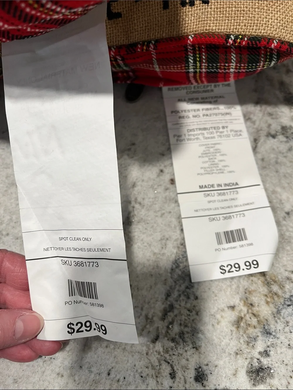 NEW Pair of 2 Pier 1 Burlap 